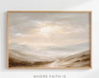 I Will Lift Up My Eyes to the Hills — Psalm 121:1, Modern Minimal Bible Art, Christian Wall Art, Oil Painting, My Help Comes From the Lord