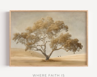 The Mustard Tree of Faith – Birds Find Rest | Christian Wall Art, Modern Faith Decor, Faith Like a Mustard Seed, Digital Download