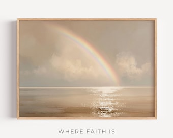 The Promise — Modern Rainbow of God’s Covenant, Digital Download, Christian Wall Art,  God’s Faithfulness After the Storm - Rainbow Art