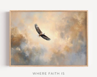 Wings Like Eagles – Isaiah 40:31 Modern Christian Oil Painting Art, You Shall Mount Up With Wings Like Eagles, Digital Download,