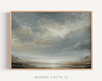 God's Promise To Abraham - Modern Christian Painting, Bible Wall Art, Genesis Wall Art, Digital Download, God’s covenant to Abraham,