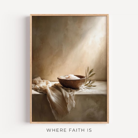Salt of the Earth — Modern Sacred Still Life Print, Christian Wall Art, Digital Download, Jesus Oil Painting, Peaceful Faith Home Decor