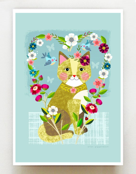 Little Miss Kitty cat, print, DES30