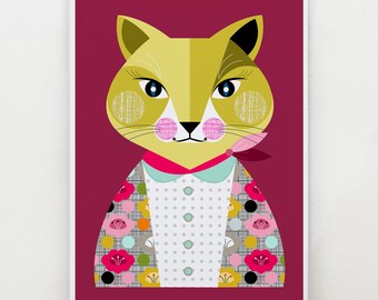 Lady cat, print, DES50
