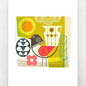 Retro series, Piwakawaka, print, NZA156