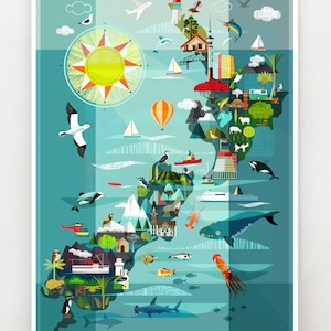 Neuseeland Karte, Druck, NZA137
