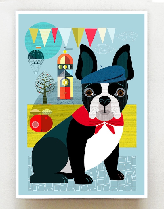 Maurice the French Bull Dog, print, DES1