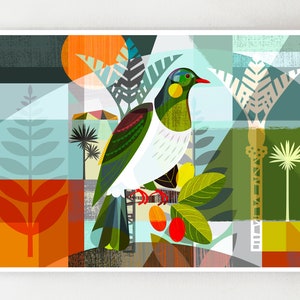 Horizontal Kereru, print, NZA171