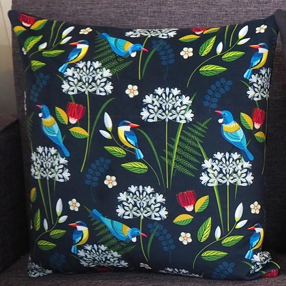 New Zealand, Kotare, Tui, Agapanthus, cushion cover, C9