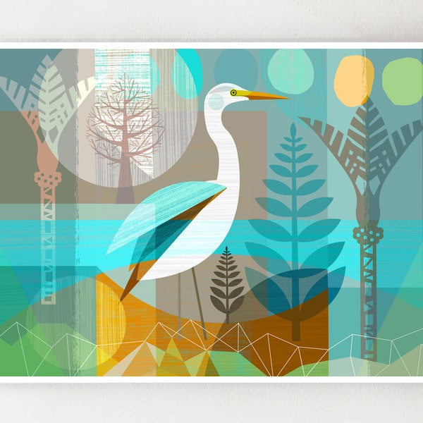 Landschap, Nieuw-Zeeland Kotuku, print, NZA120
