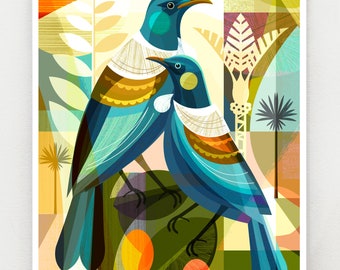 Mr & Mrs Tui, print, NZA145