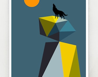 Howling at the Moon, print, GEO55