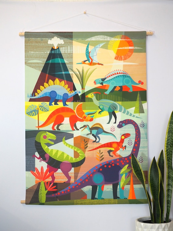 Fabric wall hanging, Dinosaurs, W8