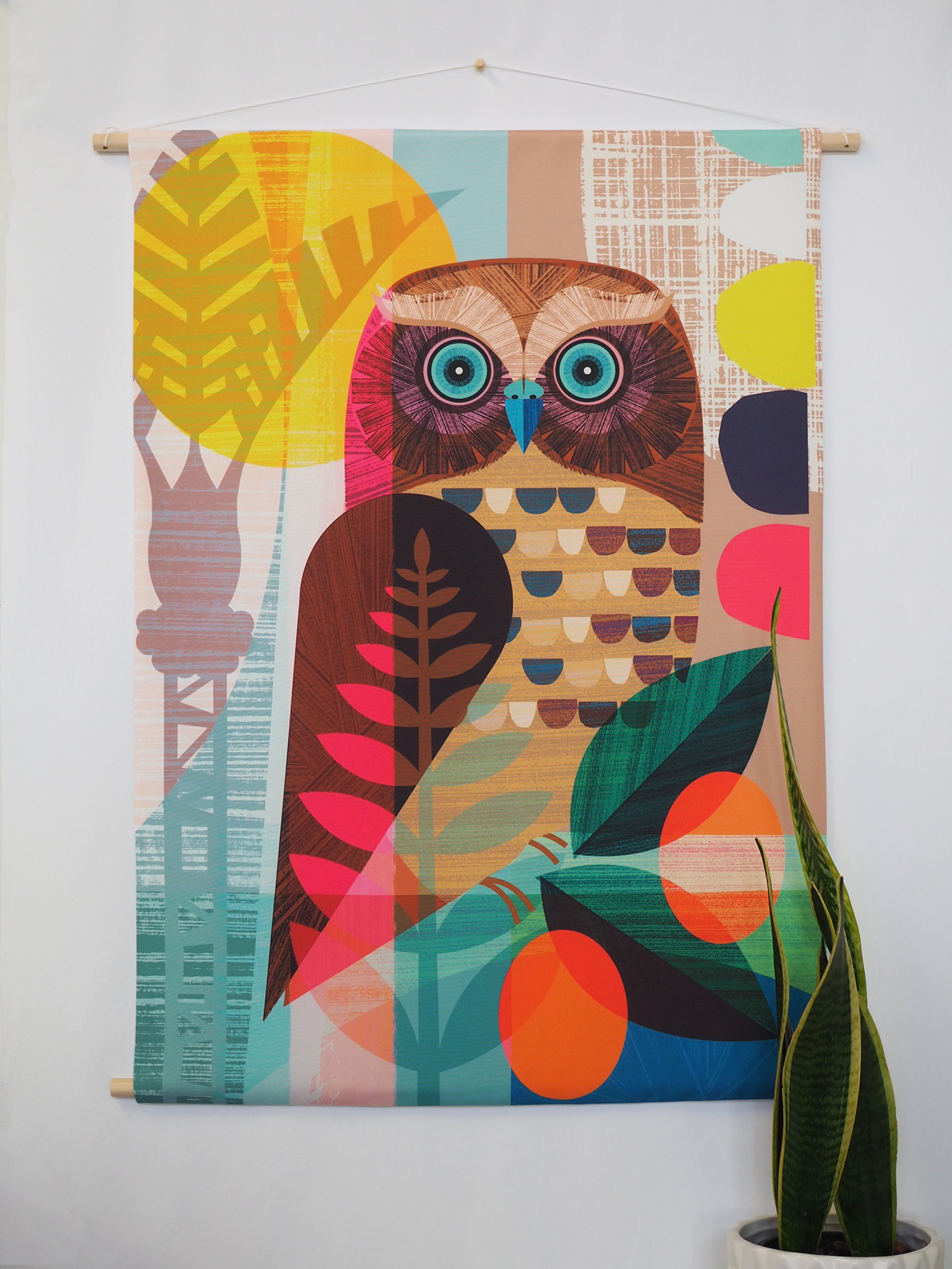 Fabric wall hanging, Ruru, W17