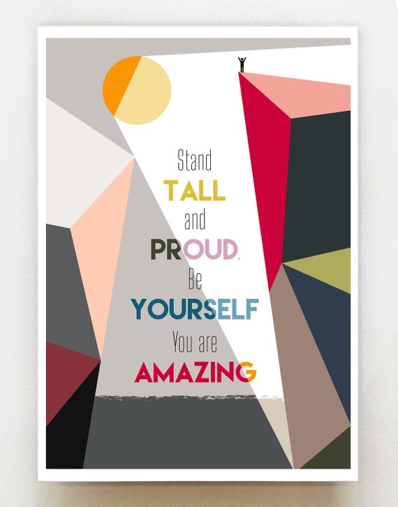 Stand Tall, positive quote, print, GEO83