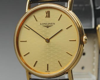 Near MINT] Longines Grand Classic L4.637.2 33mm Gold Dial Quartz Men's Watch