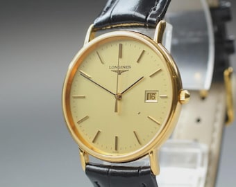 Near MINT] Longines Grand Classic L4.636.2 Gold Dial Date Quartz Men's Watch