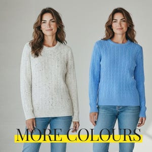 Women's Cable Knit Jumper Sweater Long Sleeve Crew Neck Winter Pullover