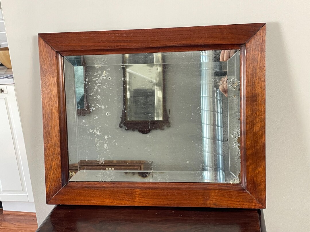 Antique Beveled Mirror Solid Mahogany Restored And Ready To Hang Etsy 