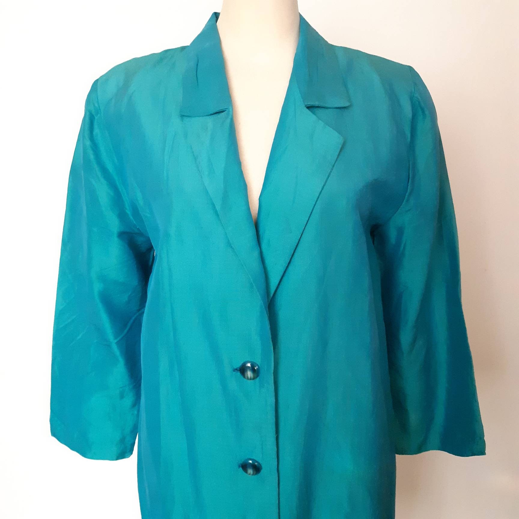 1980s Turquoise Two Tone Silk Oversized Blazer Size 12 or L - Etsy