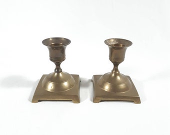 1970s Indian brass candle holders - set of 2 - vintage home decor