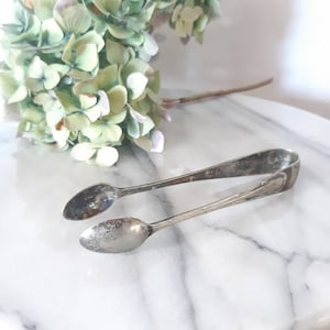 Silver plated sugar tongs - vintage home decor