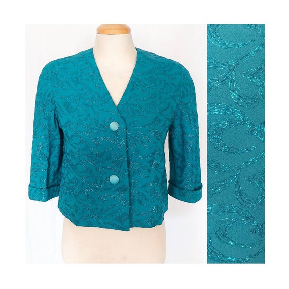 1950s Teal Crepe and Lurex Evening Jacket Size M - Etsy
