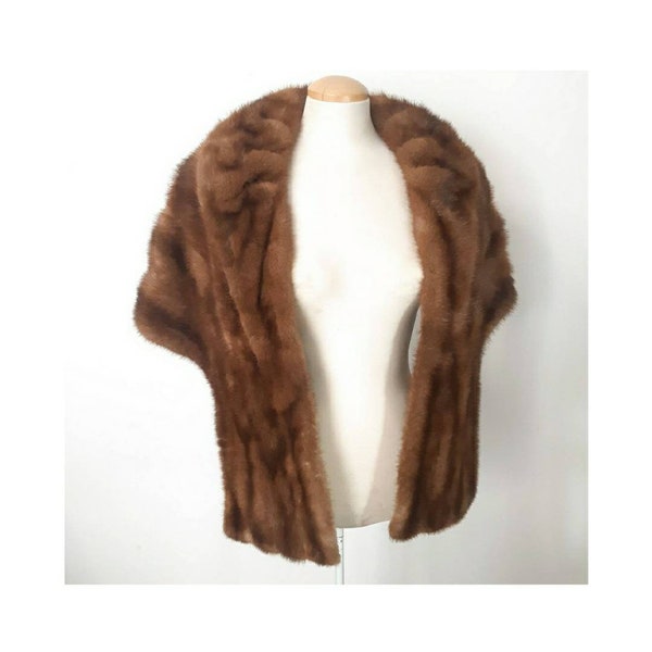 1950s Hudson's Bay brown natural mink fur stole wrap - women's winter outerwear - mid century formal - sustainable fur - size M/L