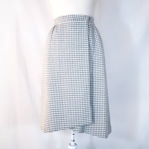 1960s grey and white houndstooth wool wrap skirt - size XS or US 0