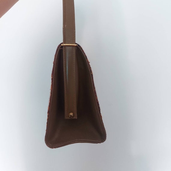 1940s/50s snakeskin top handle handbag purse - br… - image 4
