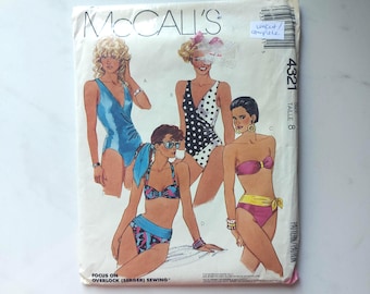 1980s McCall's 4321 sewing pattern (1989) - misses' swimsuit - one piece or two piece bikini - sizes 8, 12, or 14
