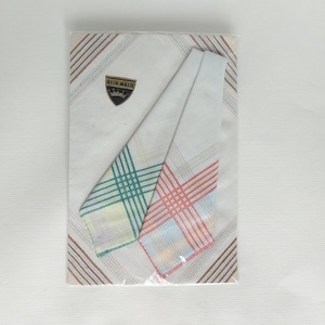 Mid century maco Egyptian cotton handkerchiefs - set of 3 - New in package/NOS - pink green brown blue