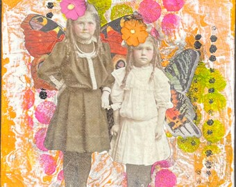 Fairy girls | 4x4 canvas |collage | wall art | home decor | original art