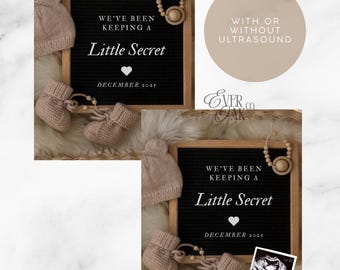 Little Secret Pregnancy Announcement: Neutral Canva Template (Digital Download)