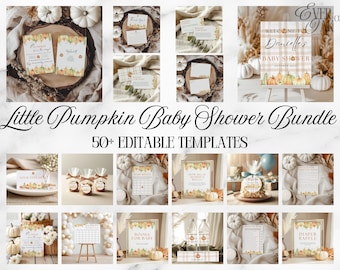 Pack completo de baby shower de Calabacita: más de 50 plantillas de Canva (descarga digital)