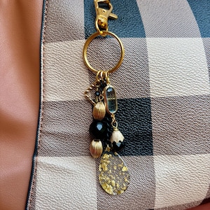 Bag Charm Keychain Black and Gold