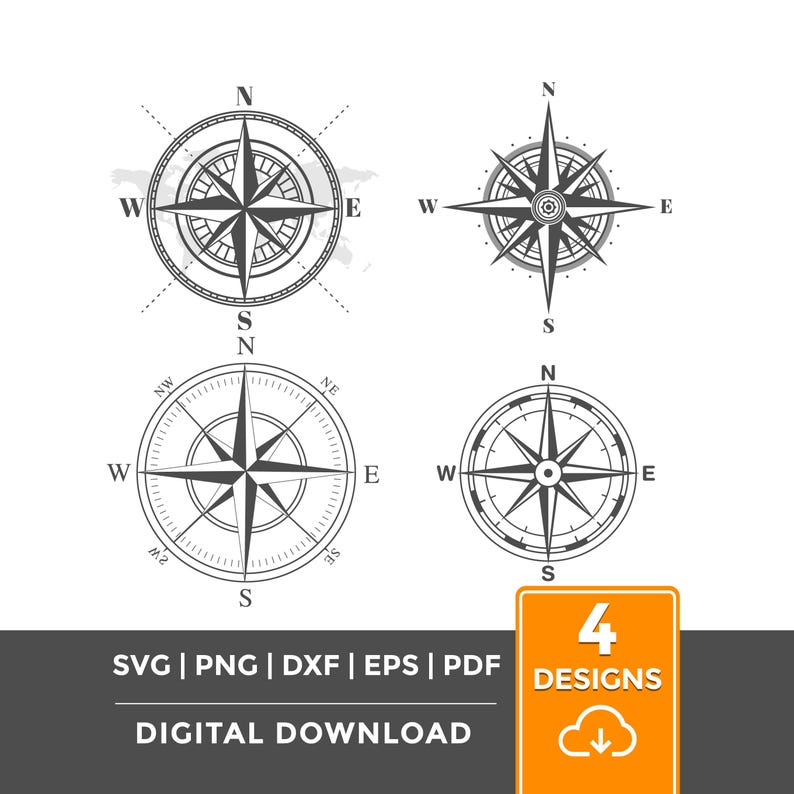 Rose Compass SVG, Nautical Navigation, Maritime North Star, Simple ...