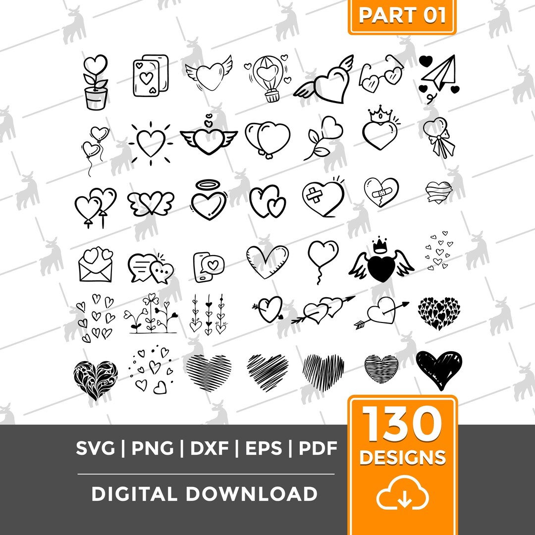 Heart SVG Bundle, Valentine's Day PNG, Hearts Outline DXF - Etsy