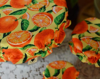 Reusable Mixing Bowl & Jar Covers - 100% Cotton Oranges Print