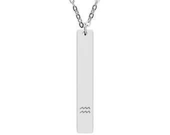 Cosmic Flow Studio / Collar zodiacal de barra vertical Acuario / Grabado