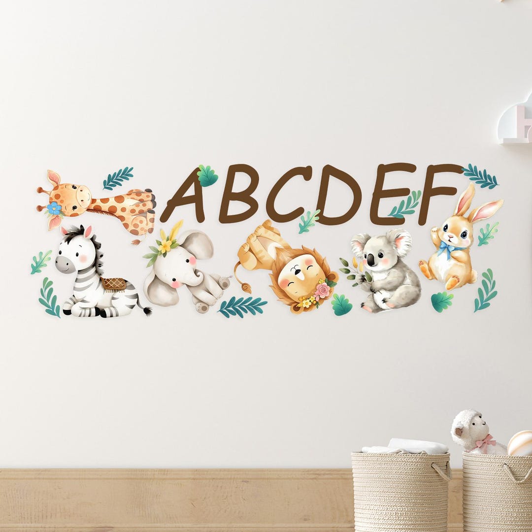 Personalized Jungle Animal Wall Decals,custom Name Sticker for Nursery ...