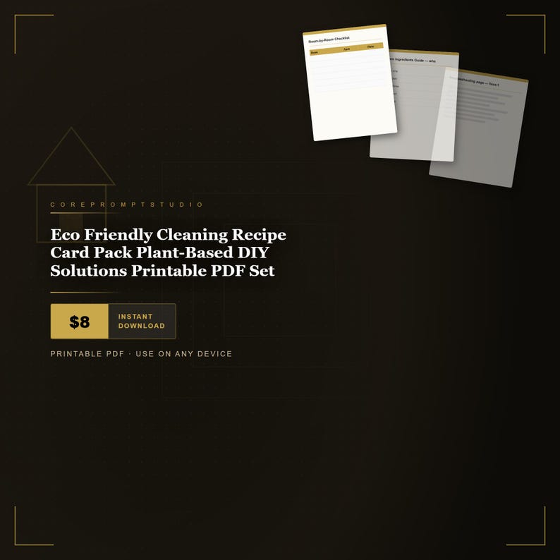 Eco Friendly Cleaning Recipe Card Pack Plant-Based DIY Solutions Printable PDF Set image 1