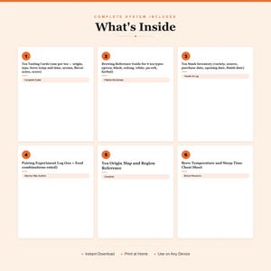 Tea Tasting Journal Loose Leaf Pairing Brewing Log Tea Lover Printable PDF Cards image 2