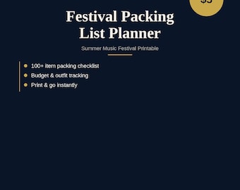 Summer Music Festival Ultimate Packing Checklist Printable PDF Stagecoach Coachella