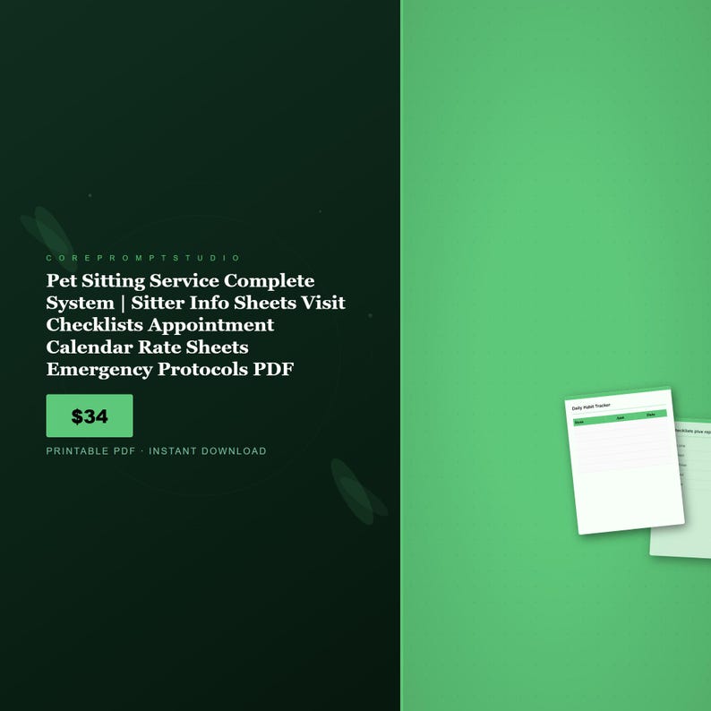 Pet Sitting Service System | Sitter Info Sheets, Visit Checklists, Rate Sheets (PDF Download) image 1