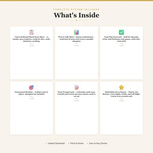Game Night Score Sheets Pack Universal Scorecards Tournament Bracket Party Games Printable PDF image 2