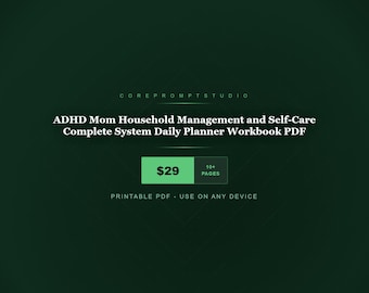 Planificador diario completo para la gestión del hogar y el autocuidado de una madre con TDAH (PDF)