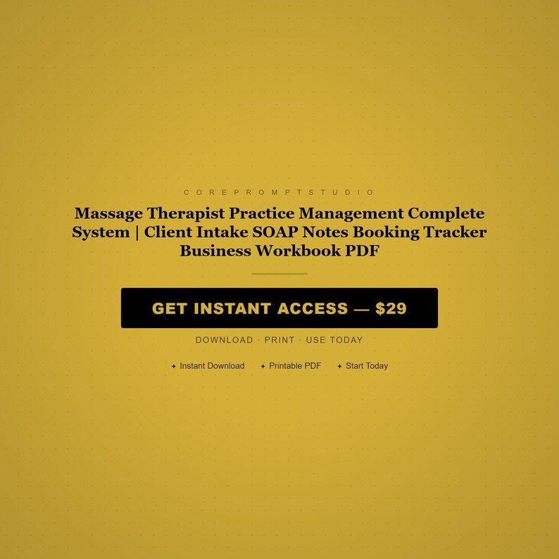 Massage Therapist Business System | Intake, SOAP Notes, Booking Tracker (PDF Download) image 8