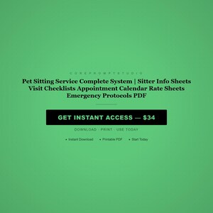 Pet Sitting Service System | Sitter Info Sheets, Visit Checklists, Rate Sheets (PDF Download) image 8