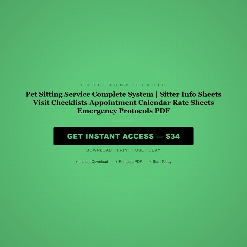Pet Sitting Service System | Sitter Info Sheets, Visit Checklists, Rate Sheets (PDF Download) image 8